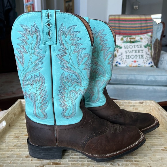 Justin L4853 AQHA Ladies Western Boot in Turquoise/Brown size 8 - Picture 4 of 14